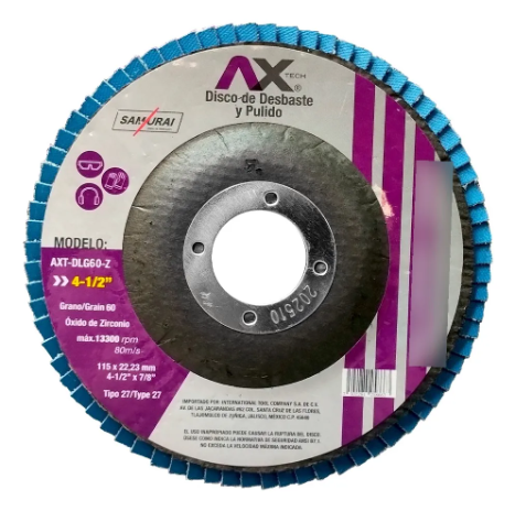 DISCO LAMINADO 4-1/2 X 7/8 GRANO 60 AXT-DLG60-Z