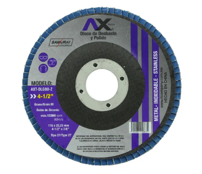 DISCO LAMINADO 4-1/2 X 7/8 GRANO 80 AXT-DLG80-Z