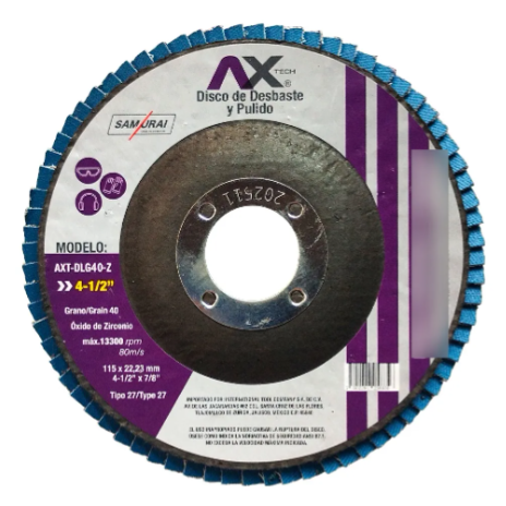 DISCO LAMINADO 4-1/2 X 7/8 GRANO 40 AXT-DLG40-Z
