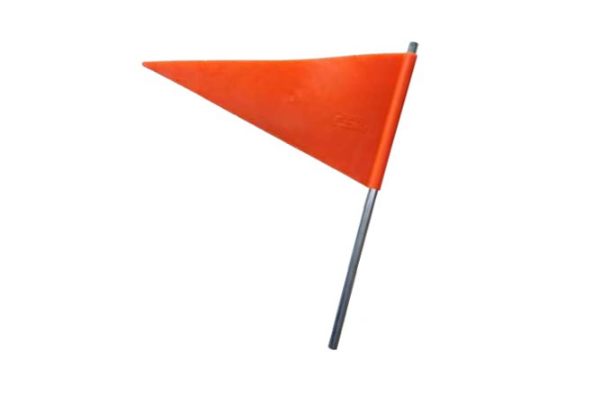 BANDERIN TRIANGULAR CON BASE METALICA 