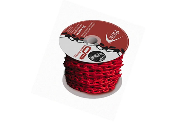 CADENA PLASTICA ROJA, ROLLO DE 50 METROS
