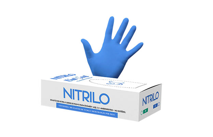 GUANTE NITRILO AZUL TIPO CIRUJANO CAJA 50 PAR MEDIANO