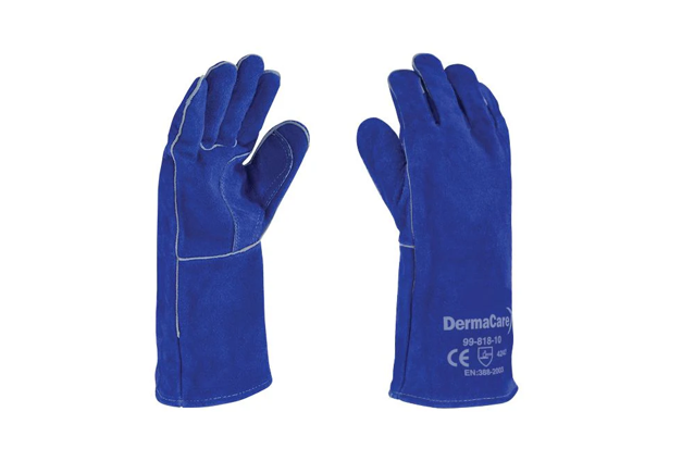 GUANTE CARNAZA AFELPADO AZUL HILO ALGODÓN SIN REFUERZO
