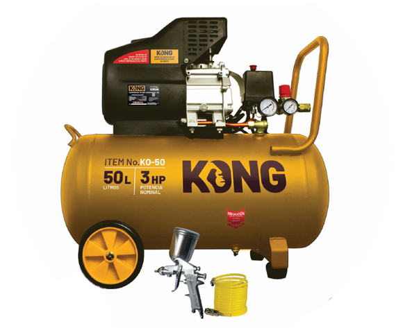 COMPRESOR DE AIRE 50L C/KIT PISTOLA Y MANGUERA 5MTS