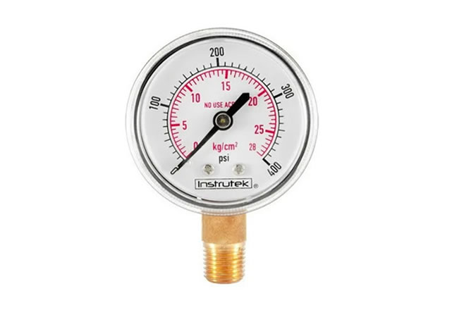 MANOMETRO ROSCA 1/4 NPT 0-28 ENTRADA ACETILENO 0-400 PSI